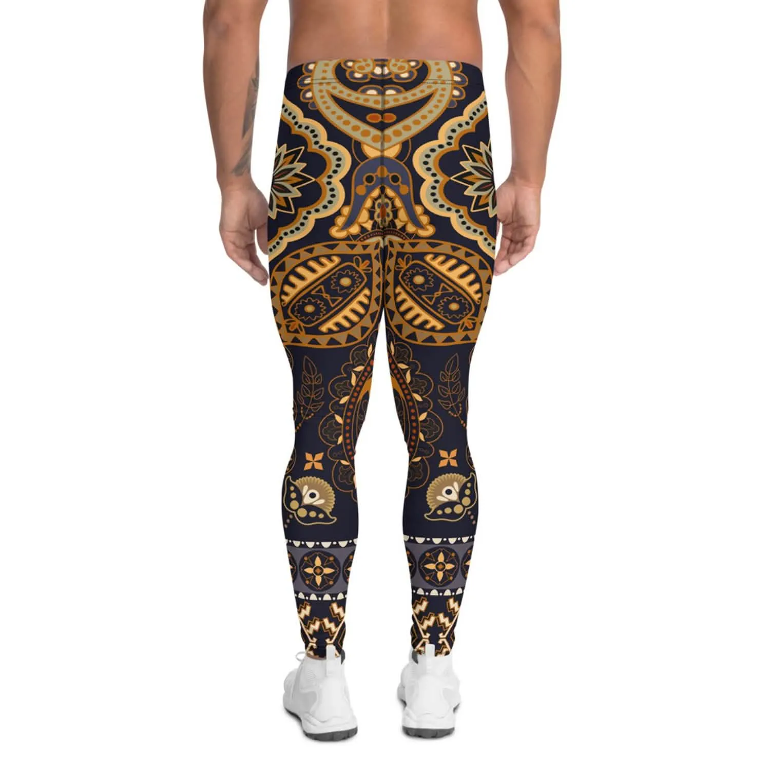 Men's Bohemian Performance Leggings with Artisan Print