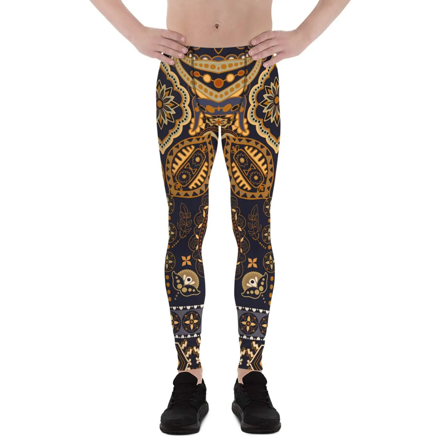 Men's Bohemian Performance Leggings with Artisan Print