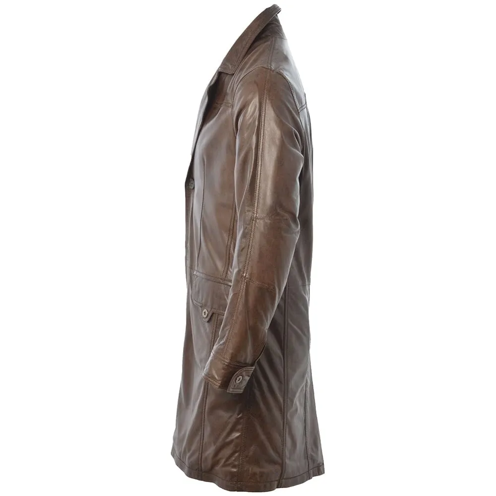 Men's Brown Genuine Leather Coat Jacket