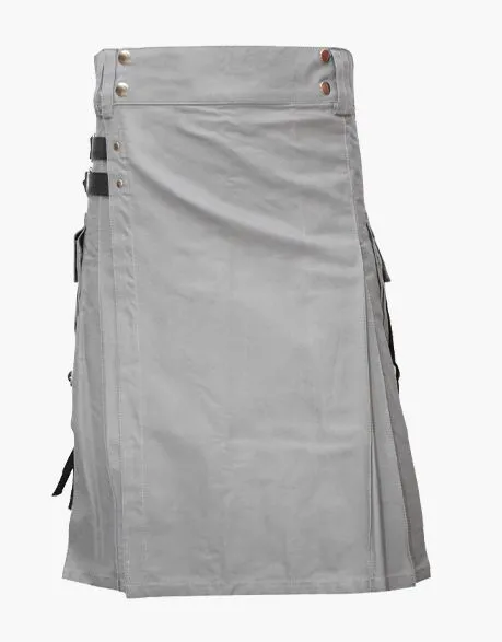 MEN'S GREY NYLON STRAPS UTILITY KILT