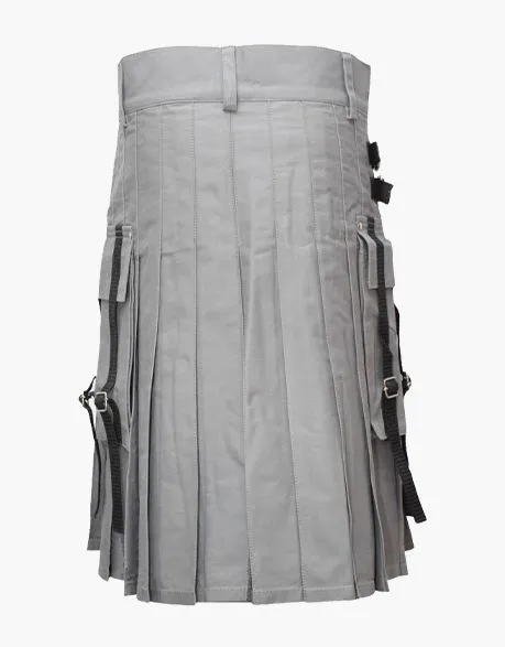 MEN'S GREY NYLON STRAPS UTILITY KILT