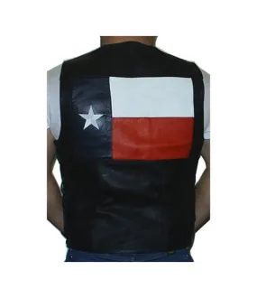 Men's Leather Vest with Texas Flag Patch Vest TS6 MV SL