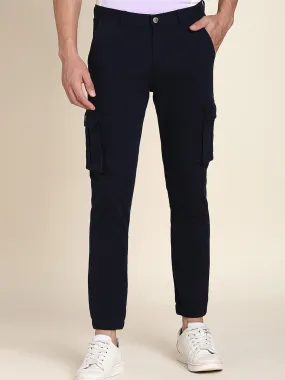 Men's Navy Solid Cargo Jogger