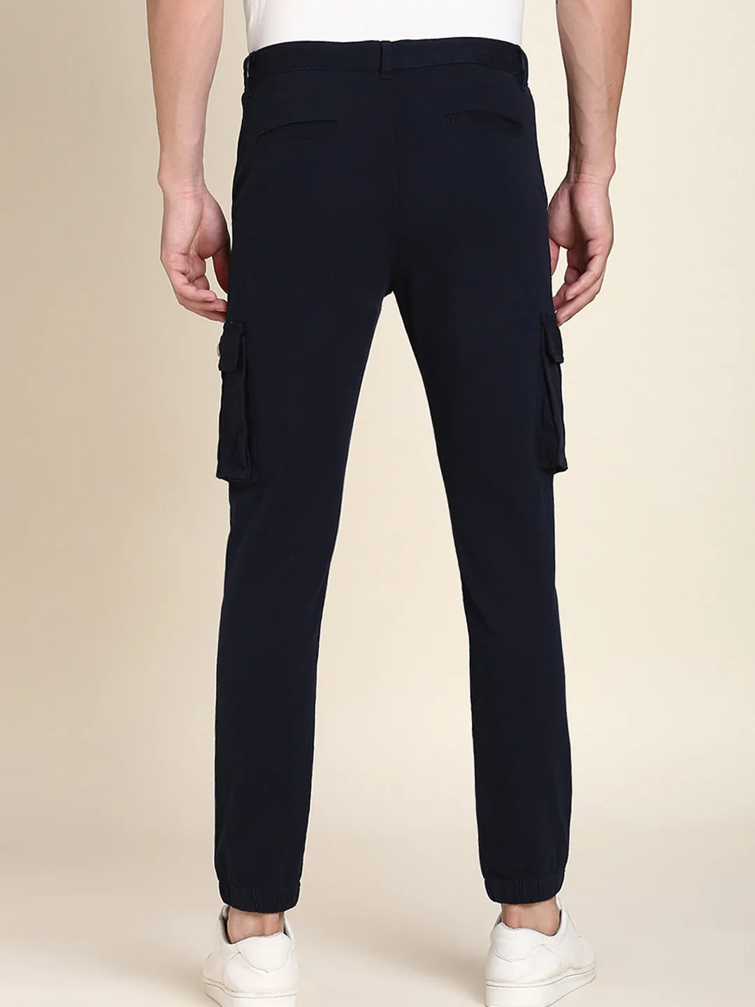 Men's Navy Solid Cargo Jogger