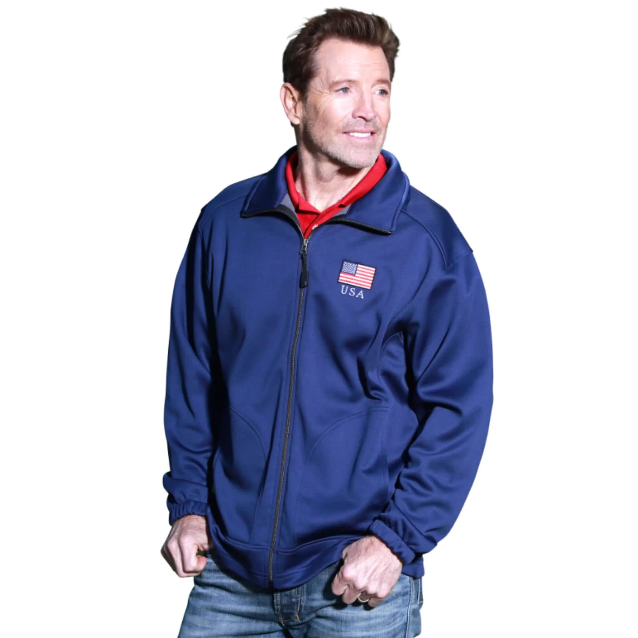 Men's Patriotic Full Zip Soft Shell Fleece Jacket