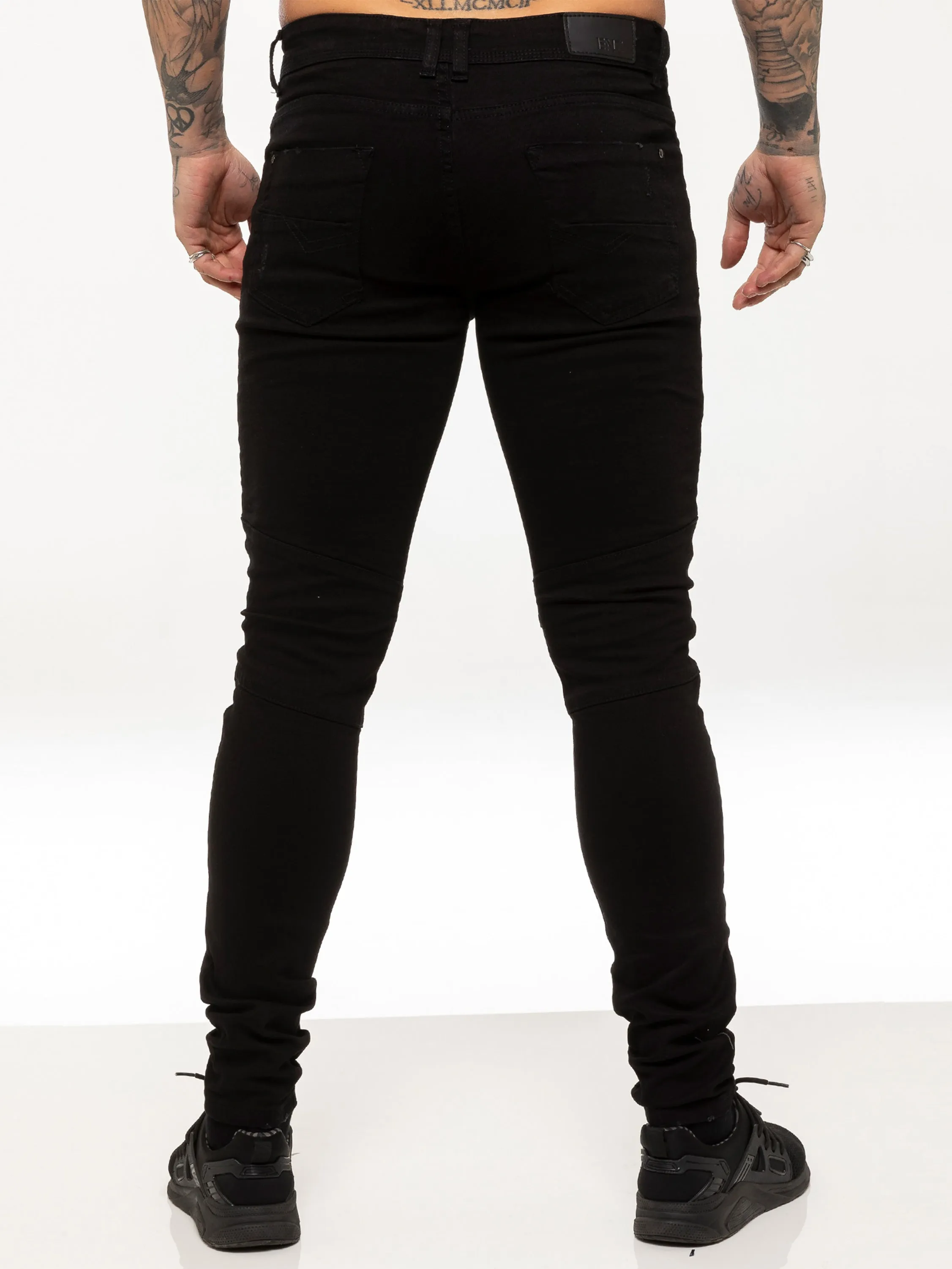 Mens Super Skinny Stretch Biker Denim Jeans | Enzo Designer Menswear