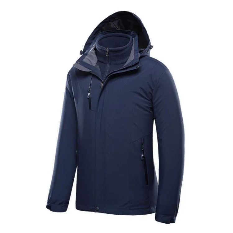 Men's Versatile Waterproof Jacket with Removable Fleece Liner for Outdoor Adventure