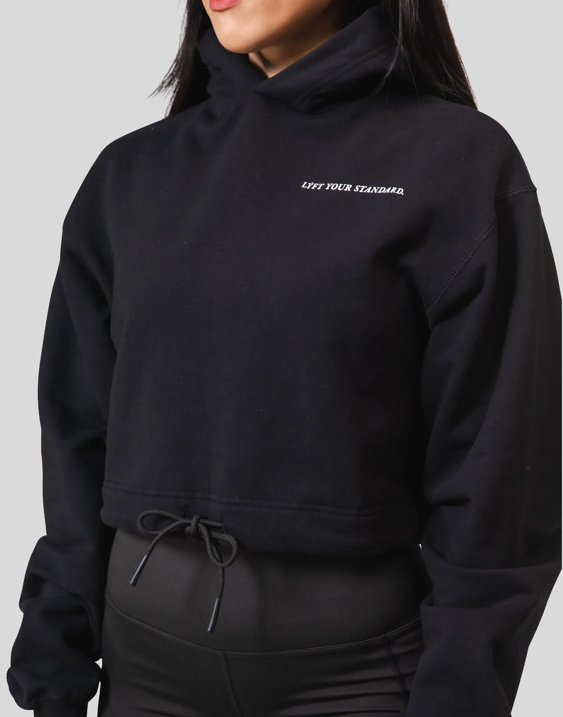 Message Ring Cropped Hoodie - Black