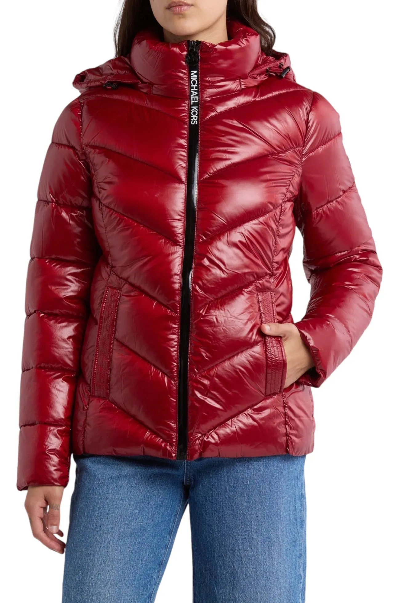 Michael Kors Short 450 Fill Power Hooded Puffer Jacket Size L