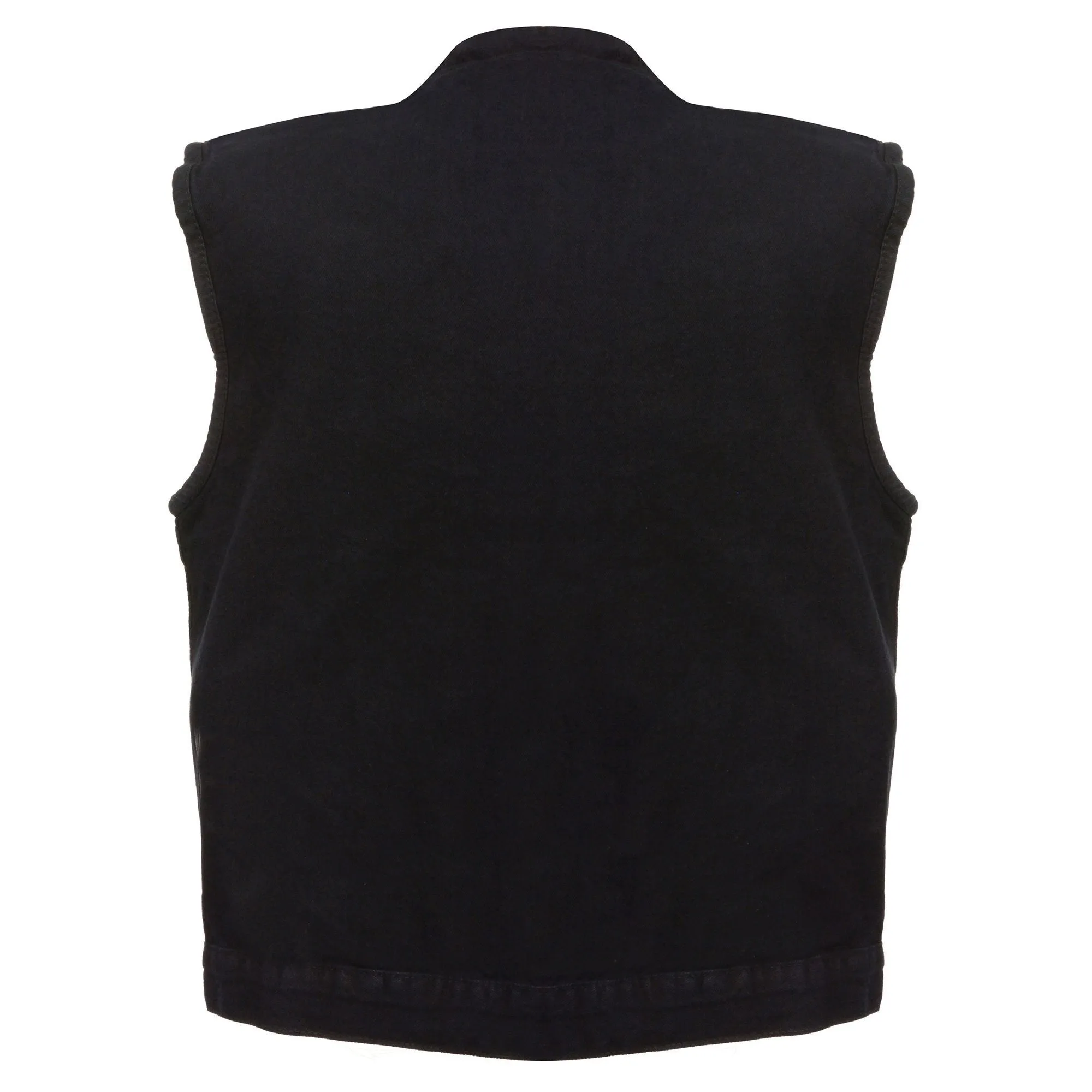 Milwaukee Leather MDM3000 Men's 'Brute' Concealed Snap Black Denim Club Style Vest w/ Hidden Zipper