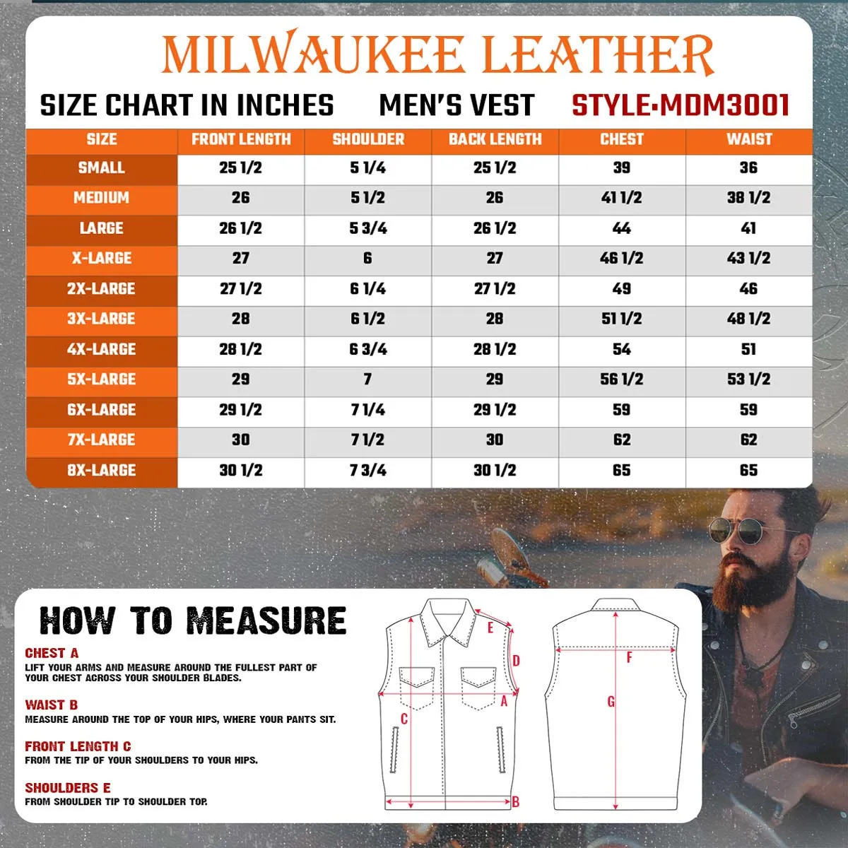 Milwaukee Leather MDM3001 Men's 'Covert' Blue Denim Collarless Club Style Motorcycle Biker Vest w/ Dual Closure