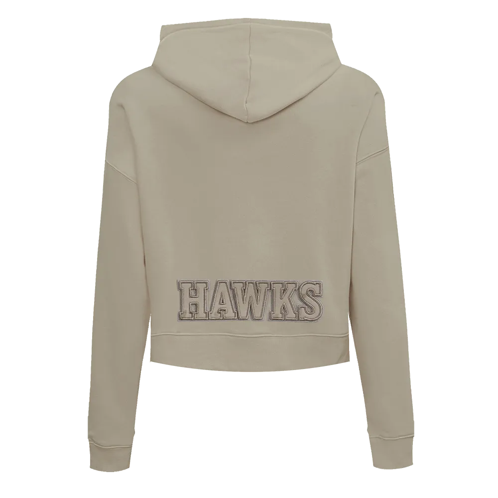 NBA ATLANTA HAWKS NEUTRAL WOMEN'S CROPPED PO HOODIE (TAUPE)