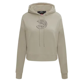 NBA ATLANTA HAWKS NEUTRAL WOMEN'S CROPPED PO HOODIE (TAUPE)