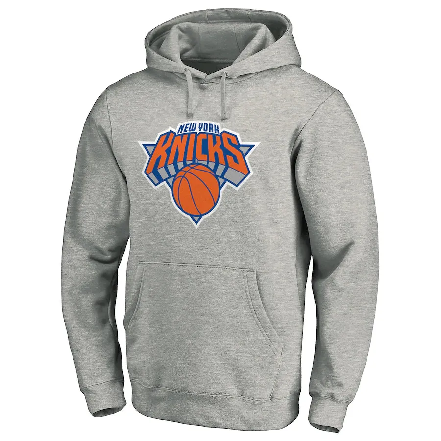 New York Knicks Fanatics Branded Icon Primary Logo Fitted Pullover Hoodie - Heather Gray