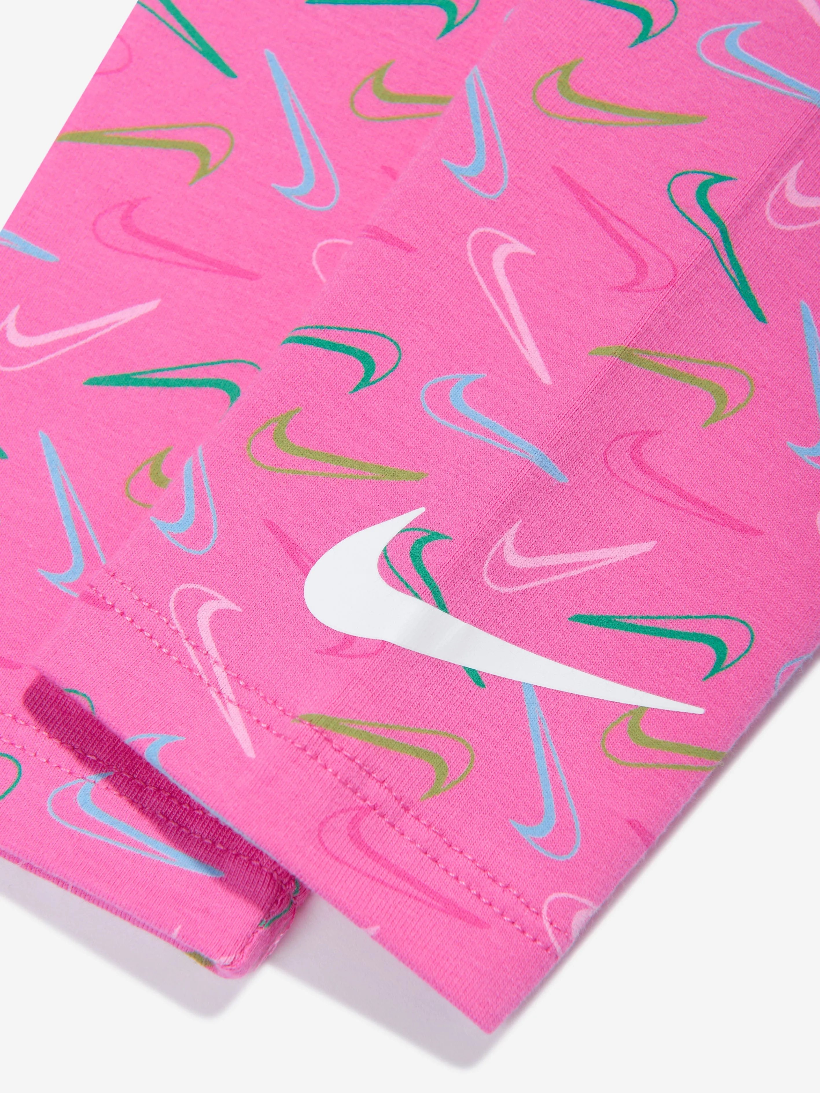 Nike Girls Swoosh Logo Leggings in Pink