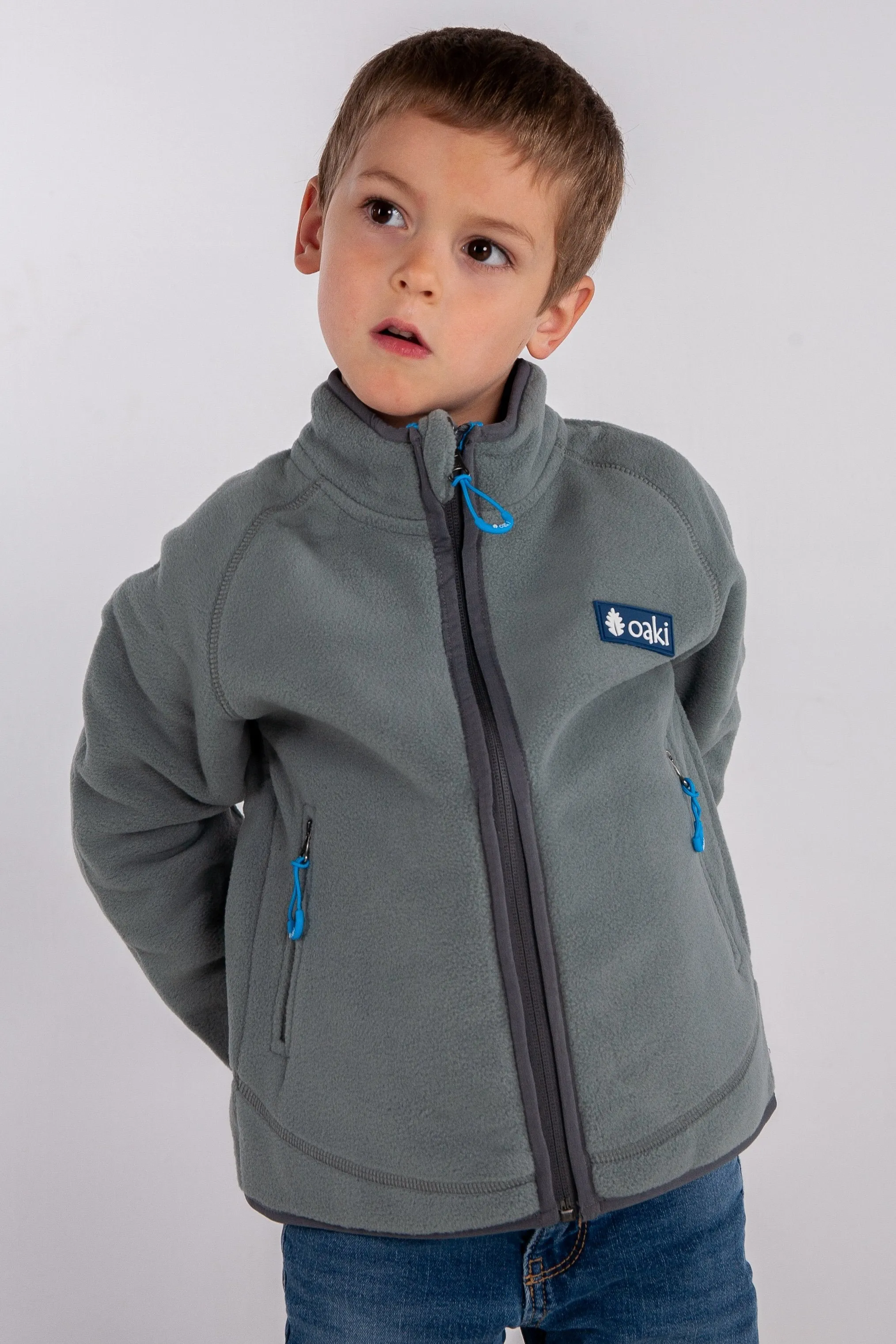 OAKI 200 Series Polartec Fleece Jacket in Charcoal/Blue (Sizing Runs Small, Recommend Sizing Up)