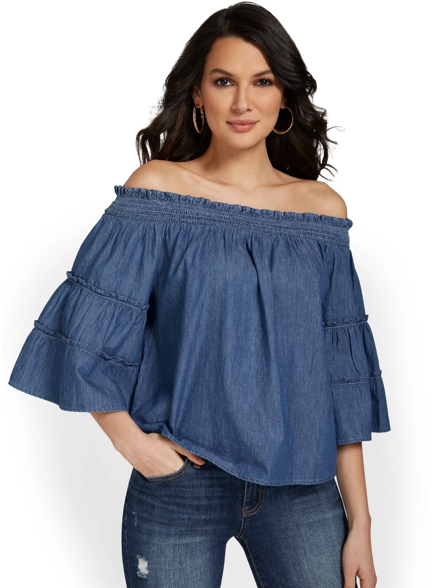 Off-The-Shoulder Denim Top