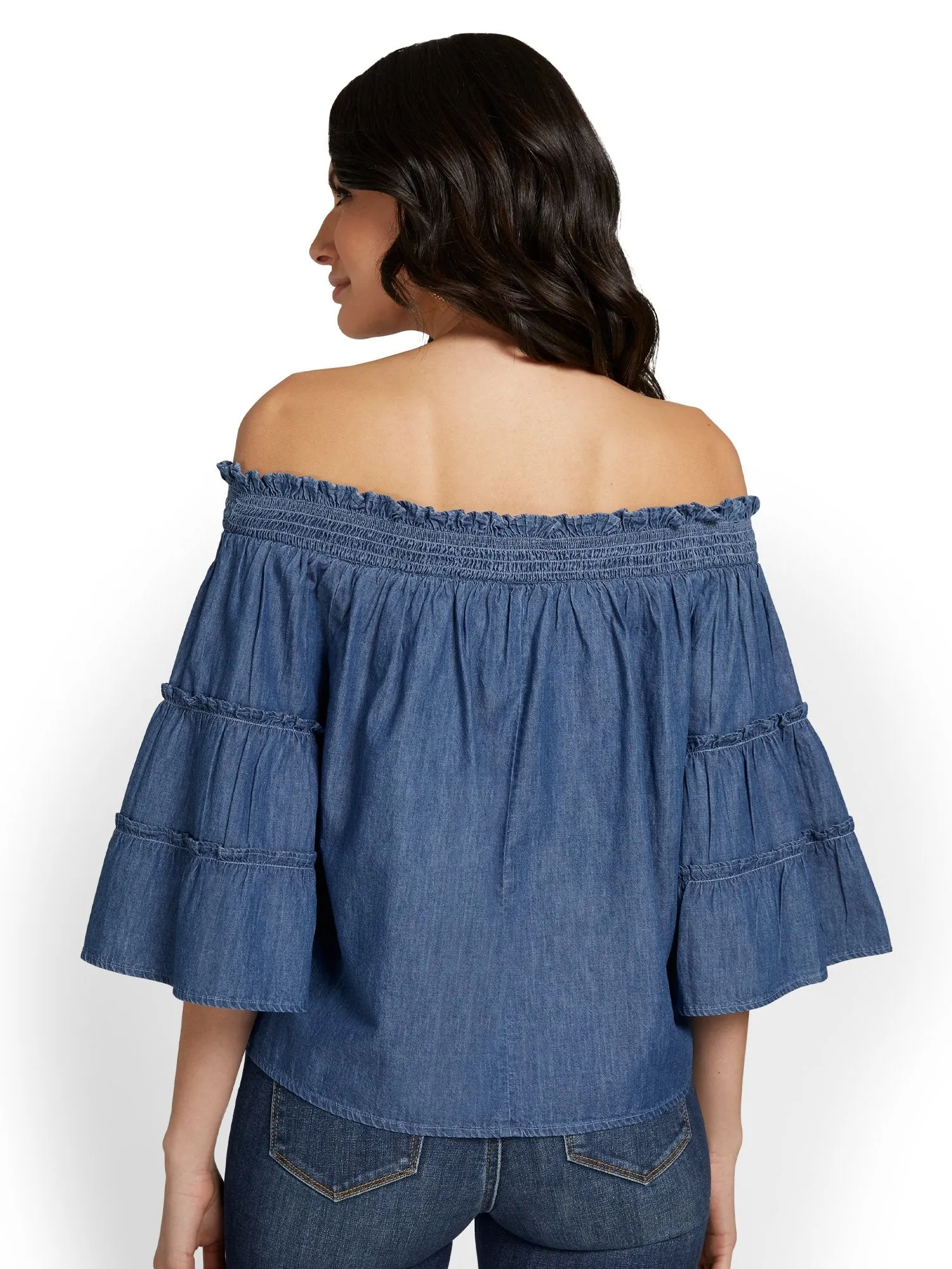 Off-The-Shoulder Denim Top