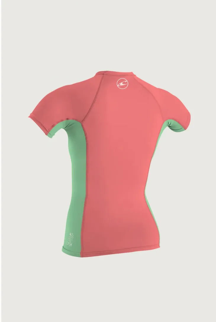 O'Neill Skins Short Sleeve Crew Kids Coral/Mint/Coral --