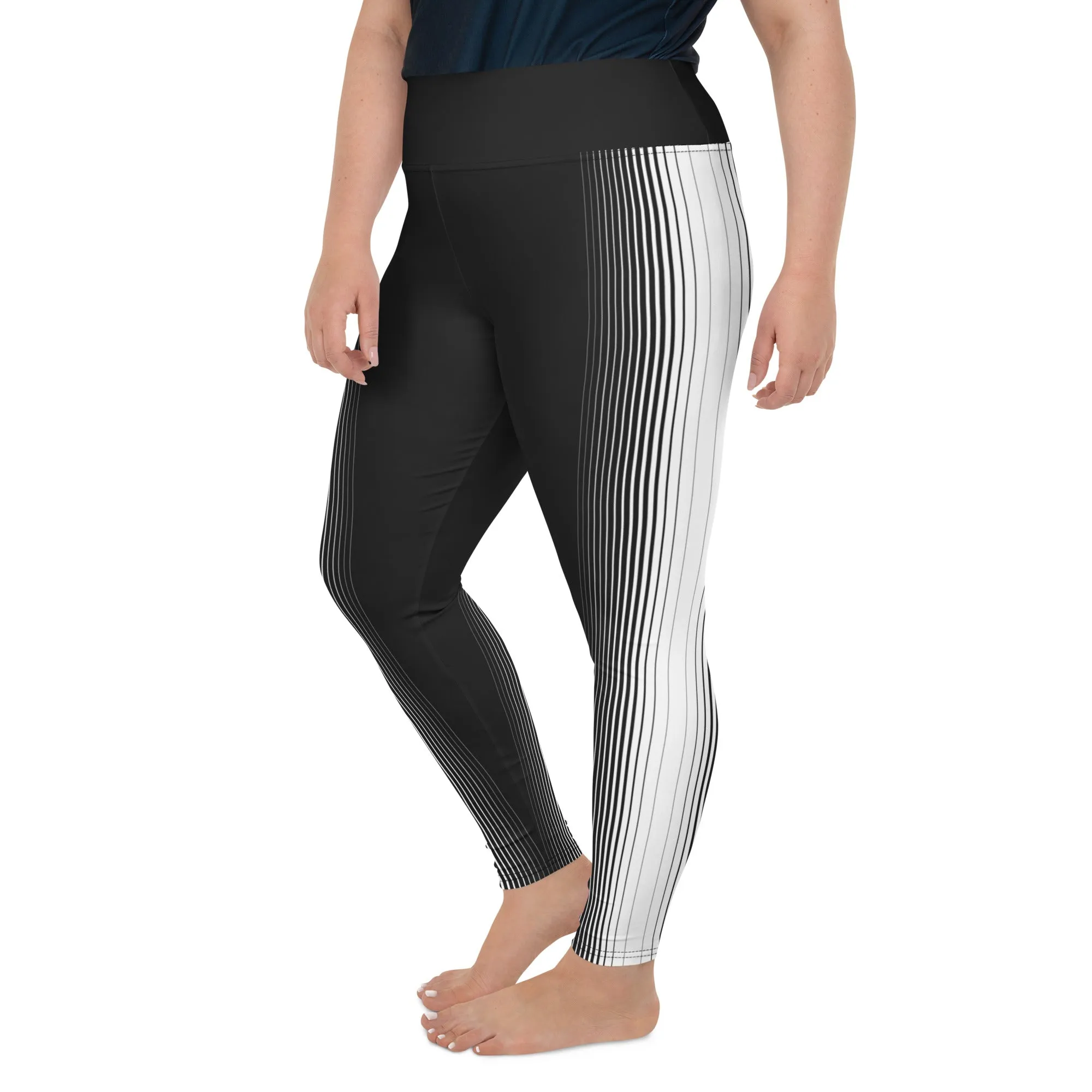 Optical Illusion Vertical Lines Plus Size Leggings