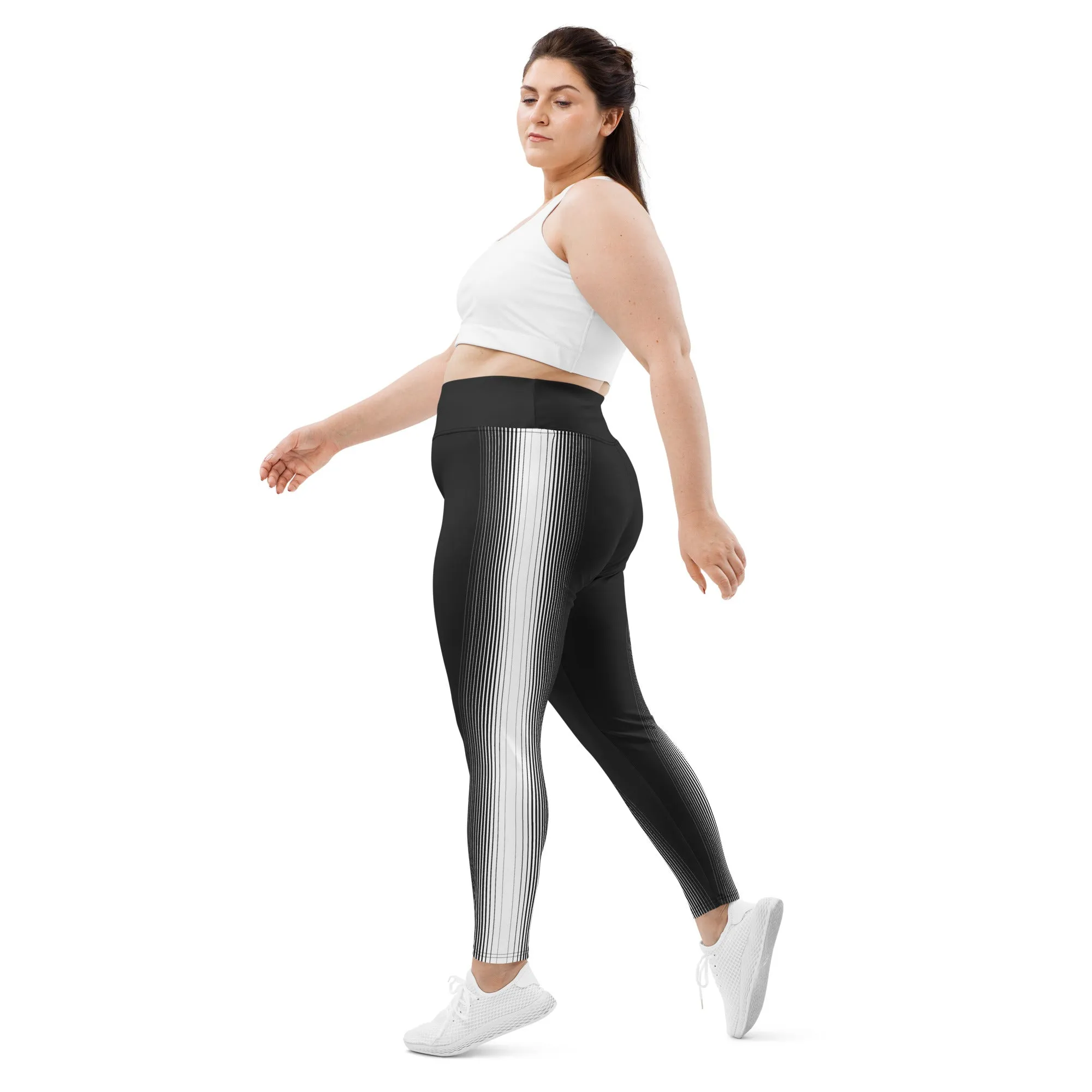 Optical Illusion Vertical Lines Plus Size Leggings