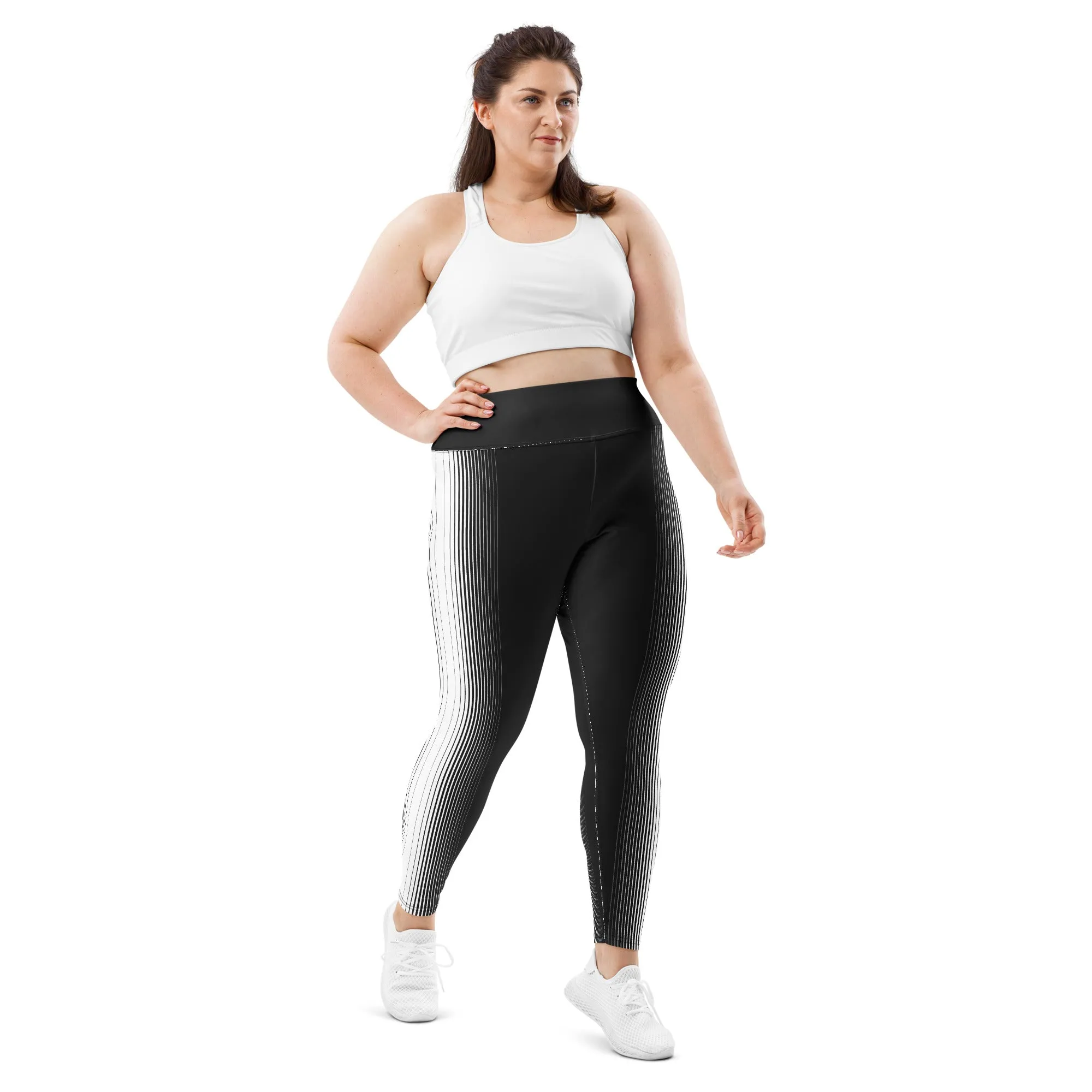 Optical Illusion Vertical Lines Plus Size Leggings