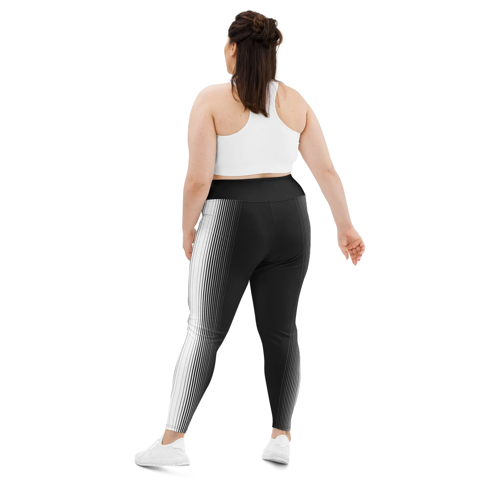 Optical Illusion Vertical Lines Plus Size Leggings