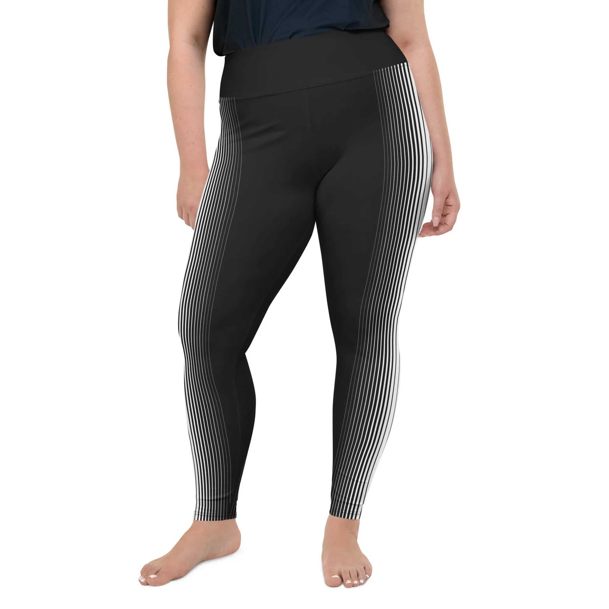 Optical Illusion Vertical Lines Plus Size Leggings