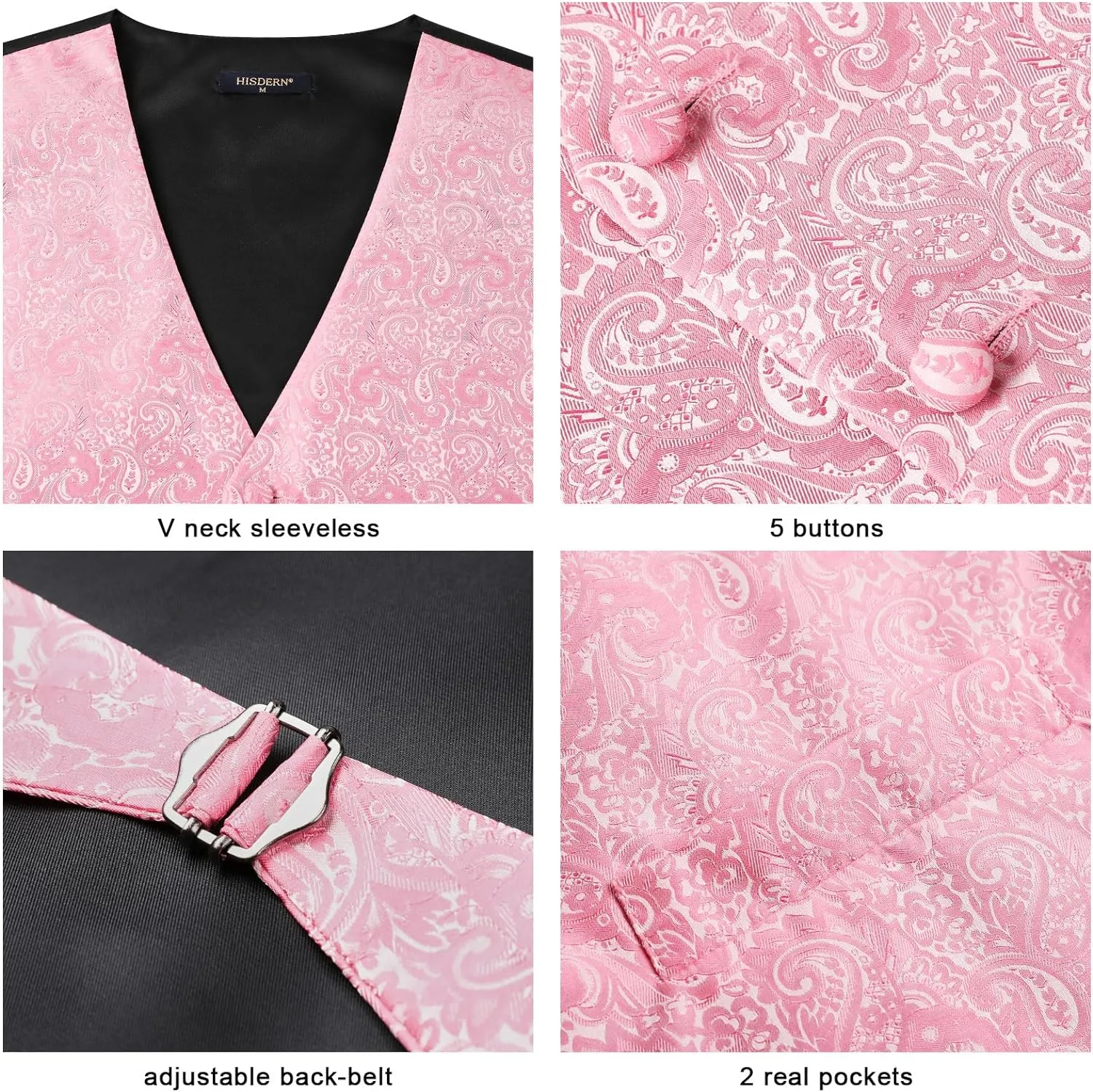 Paisley Floral 3pc Suit Vest Set - PINK/N1