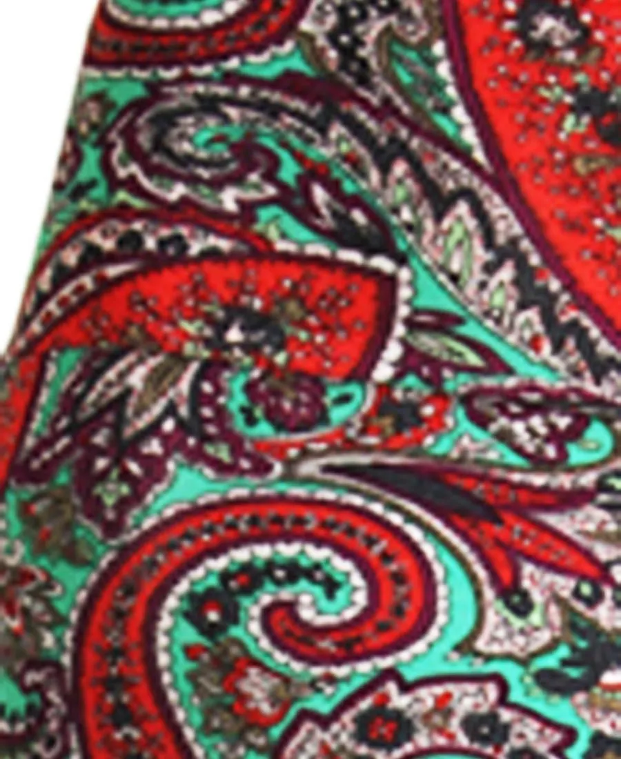 Paisley Red Aqua Foldover Maxi Skirt