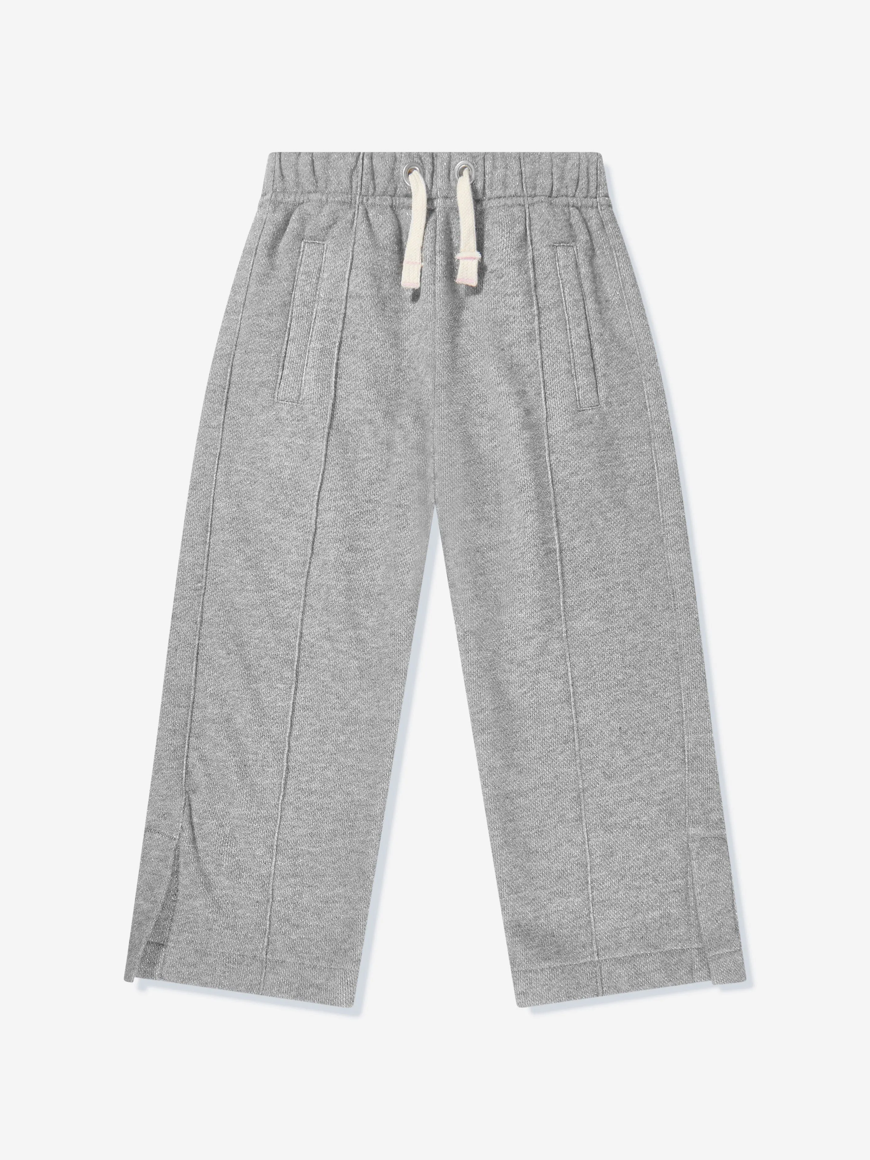 Palm Angels Girls Lurex Wide Leg Sweatpants in Grey