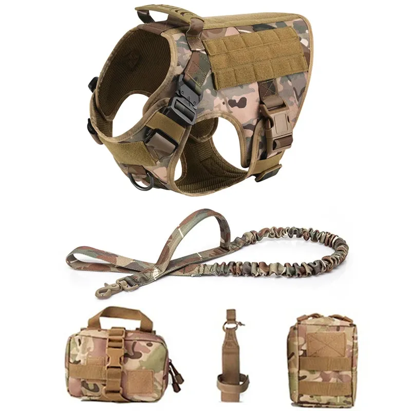 Pet German Shepherd K9 Tactical Military Vest Harness and Leash Set