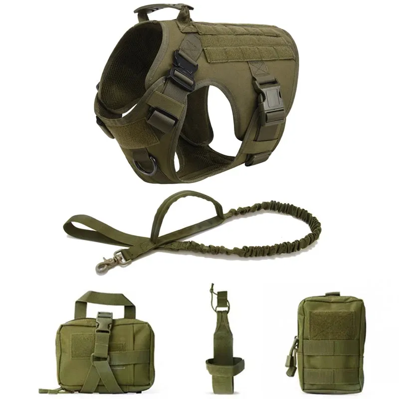 Pet German Shepherd K9 Tactical Military Vest Harness and Leash Set