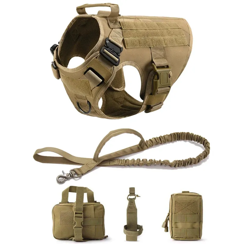 Pet German Shepherd K9 Tactical Military Vest Harness and Leash Set