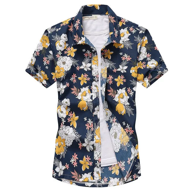 Pink Hawaiian Beach Short Sleeve Shirt Men Summer Fashion Shirts