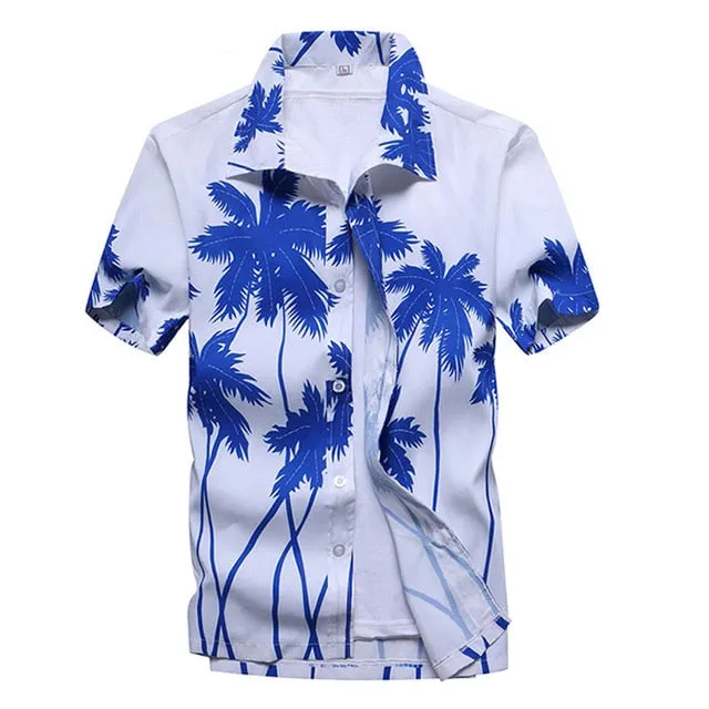 Pink Hawaiian Beach Short Sleeve Shirt Men Summer Fashion Shirts