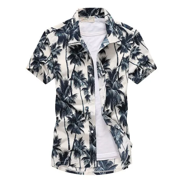 Pink Hawaiian Beach Short Sleeve Shirt Men Summer Fashion Shirts