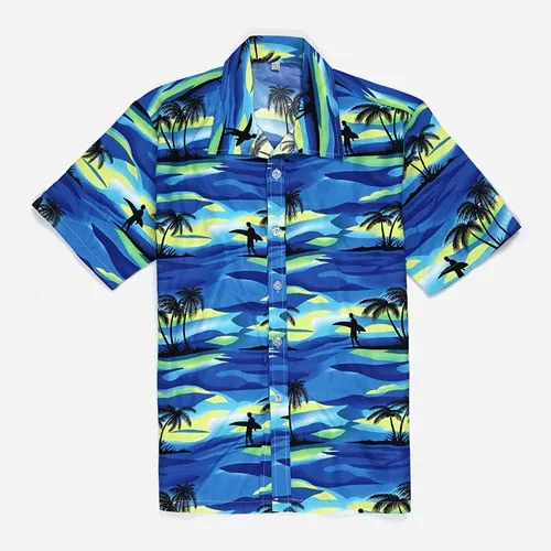 Pink Hawaiian Beach Short Sleeve Shirt Men Summer Fashion Shirts