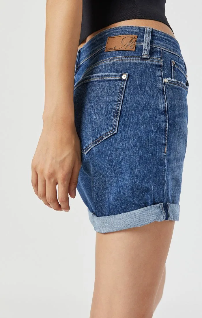 PIXIE SHORTS IN MID INDIGO ORGANIC BLUE