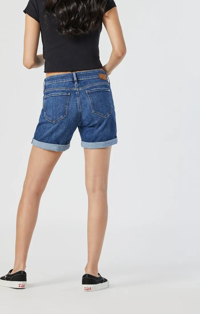 PIXIE SHORTS IN MID INDIGO ORGANIC BLUE