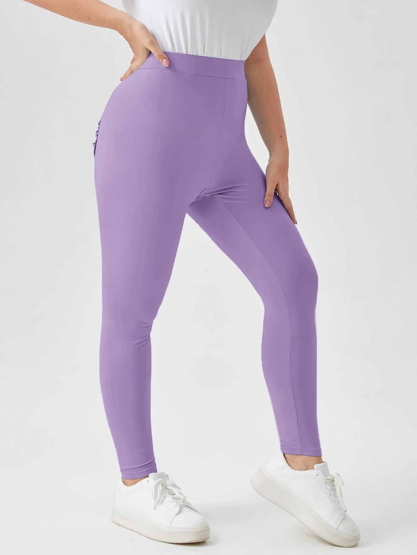 Plain Pocket Long Plus Size Leggings