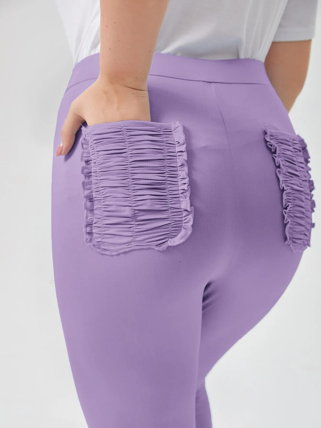 Plain Pocket Long Plus Size Leggings