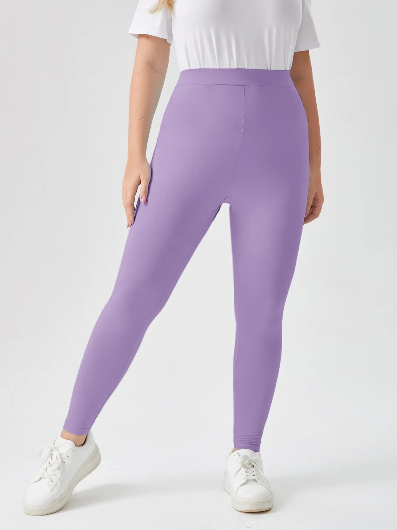 Plain Pocket Long Plus Size Leggings