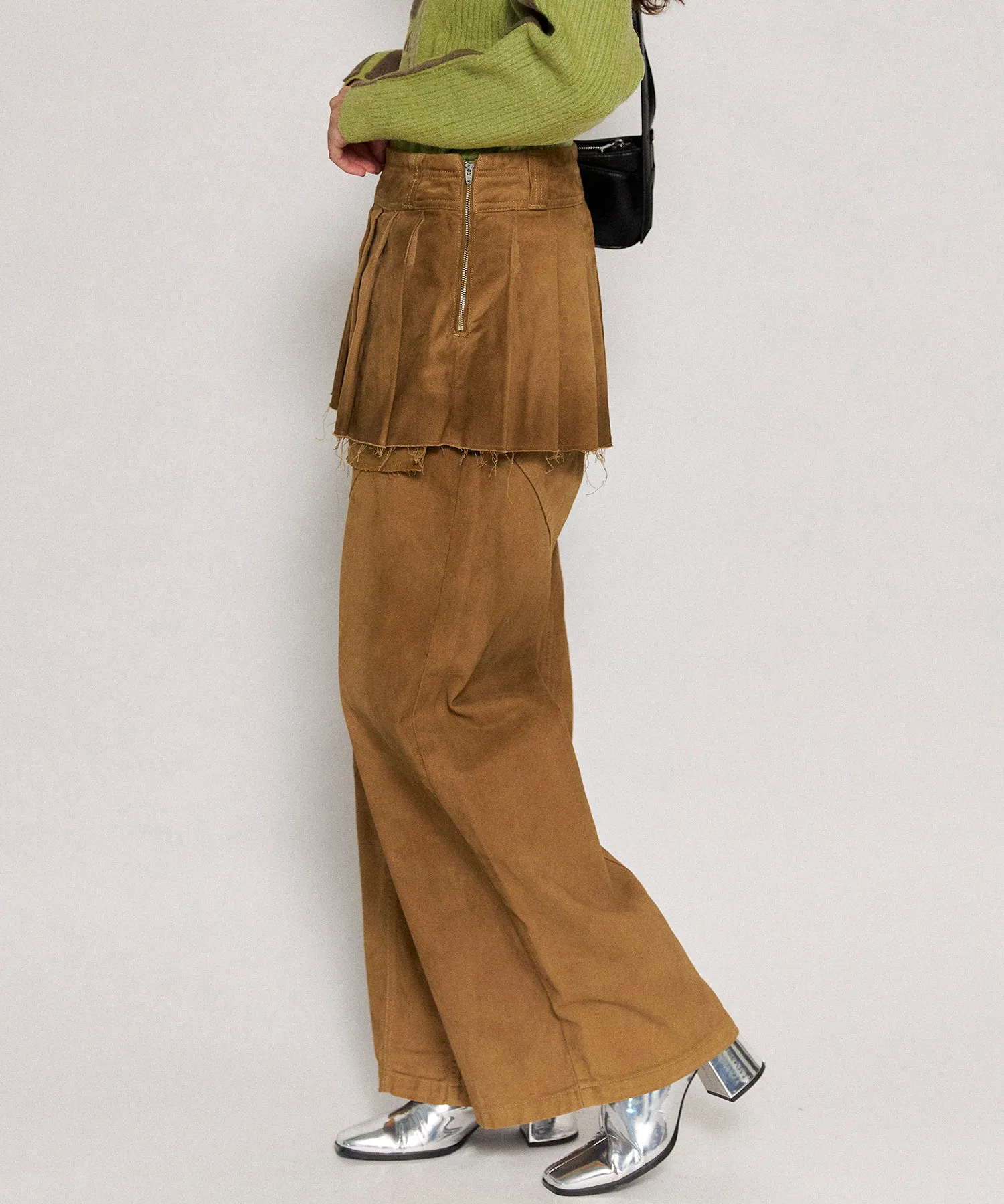 Pleated Skirt Layered Pants