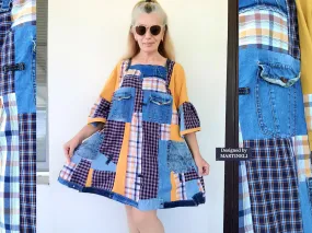 Plus Size Denim Shirt Dress 3XL Patchwork Summer Shirt Dress