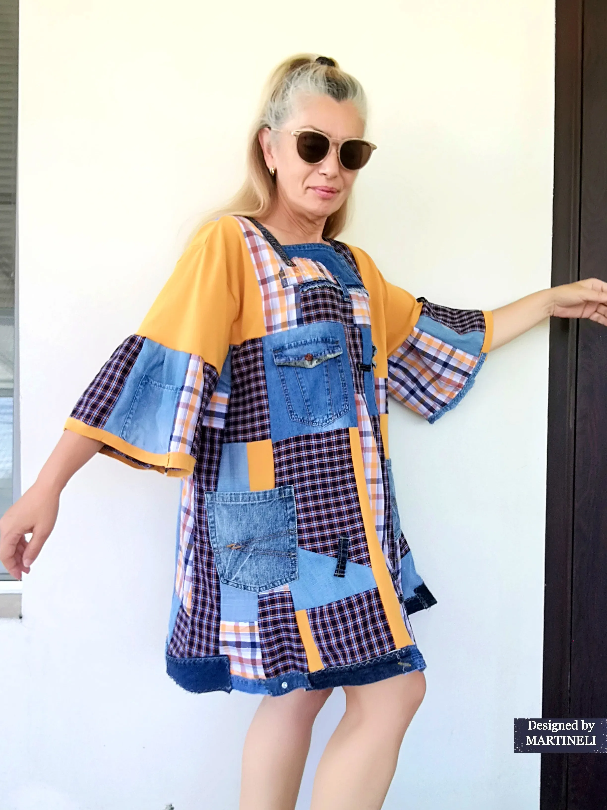 Plus Size Denim Shirt Dress 3XL Patchwork Summer Shirt Dress