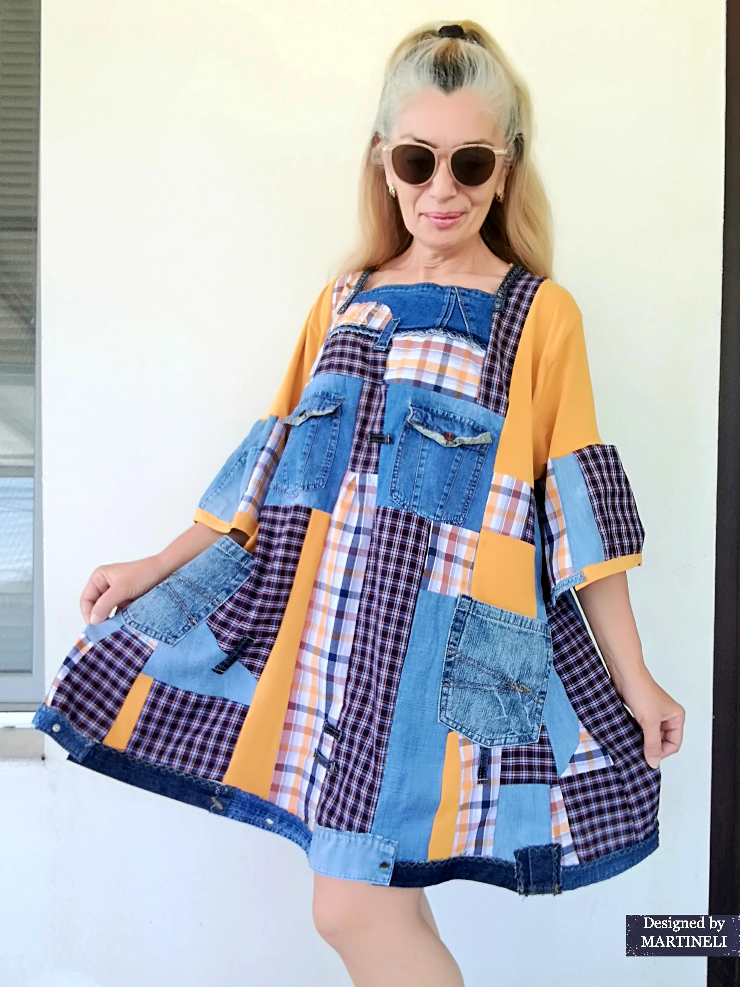 Plus Size Denim Shirt Dress 3XL Patchwork Summer Shirt Dress