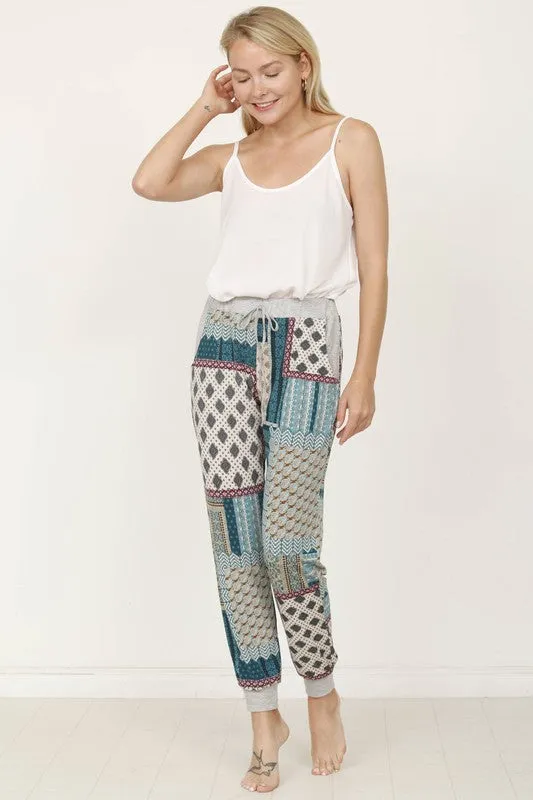 Plus Size Quilted Print Joggers