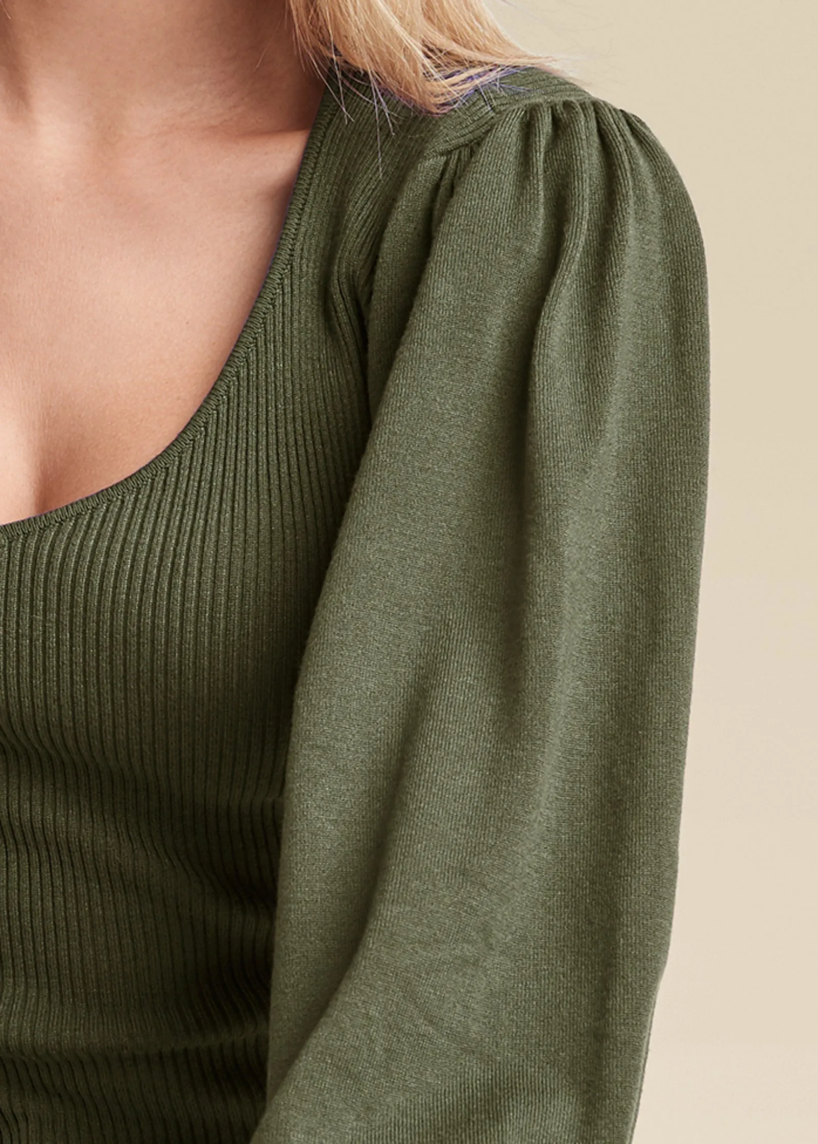 Puff Sleeve Sweater - Olive