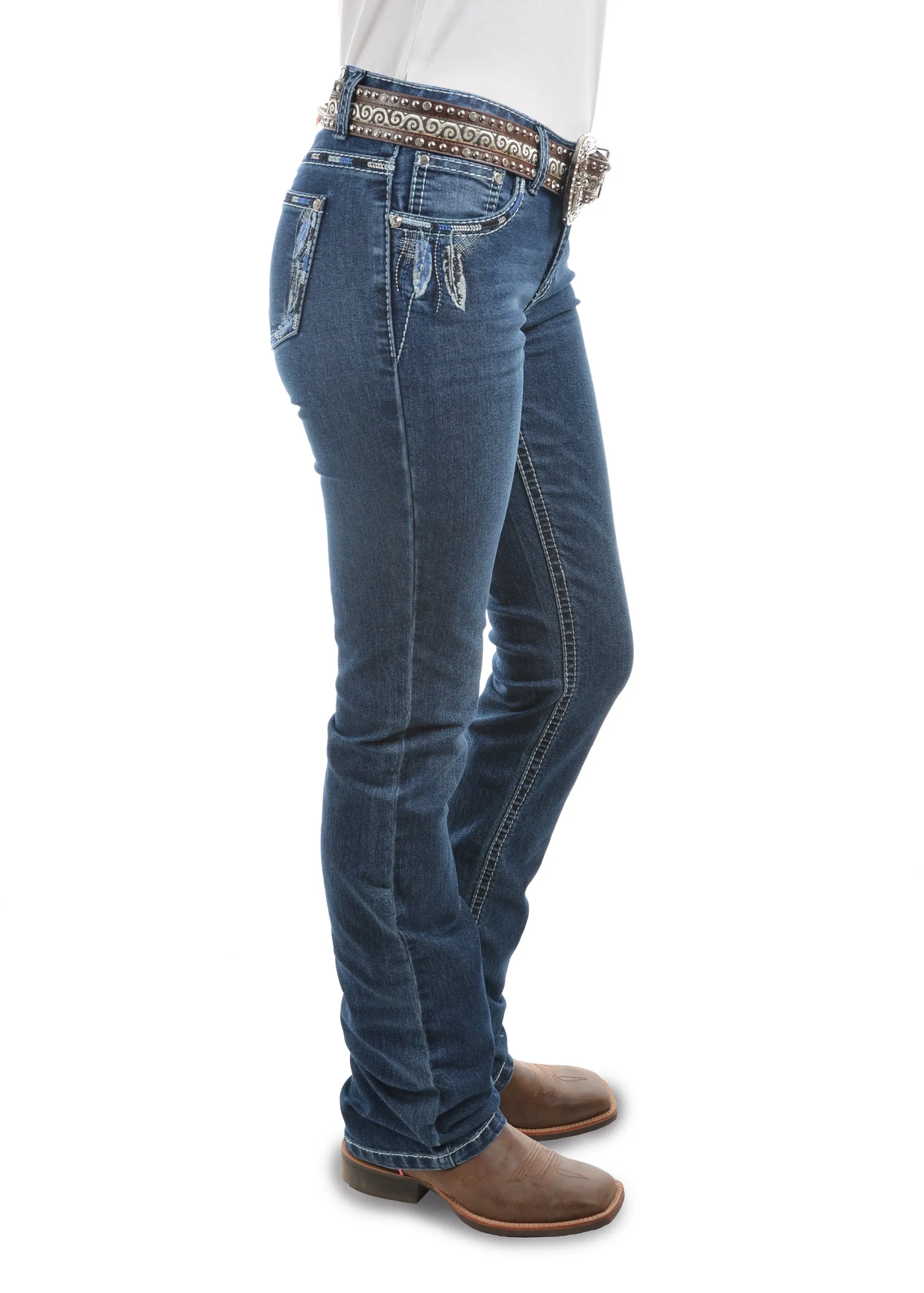 Pure Western Womens Louisiana Relaxed Rider Boot Cut Jean 36 Leg Twilight